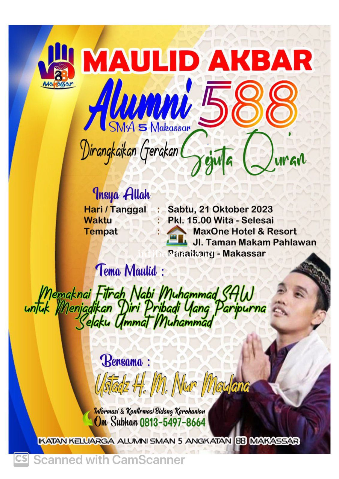 IKA SMA Negeri 5 Makassar Angkatan 88 akan Menggelar Maulid Akbar