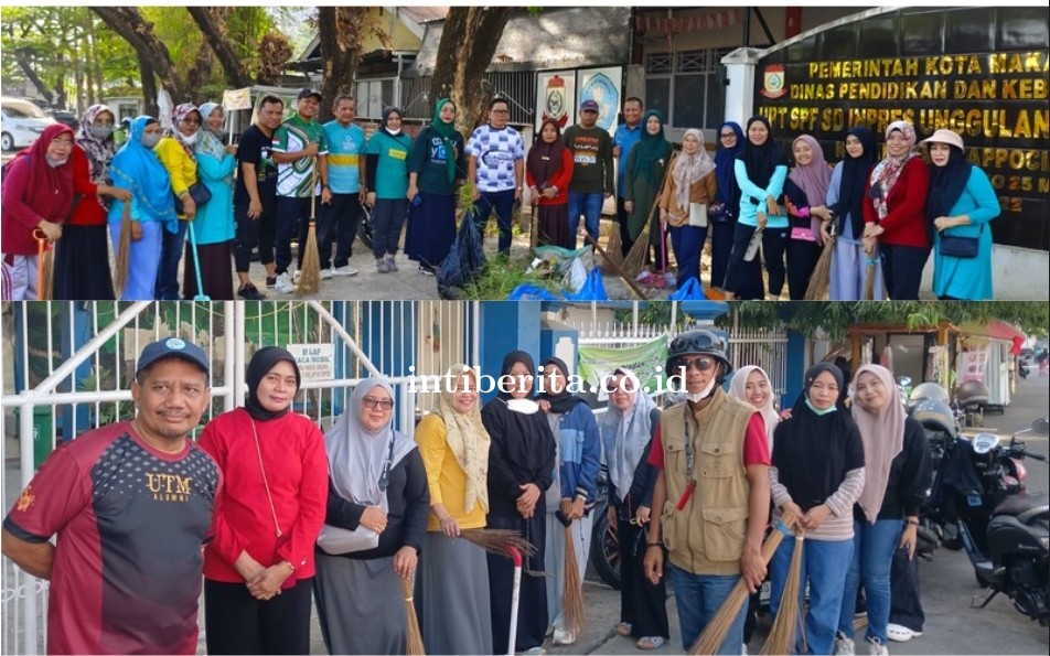 Seru! Jajaran ASN dan Non ASN Disdik Makassar Kembali Turun Sabtu Bersih di SMPN 8 dan SD BTN Pemda